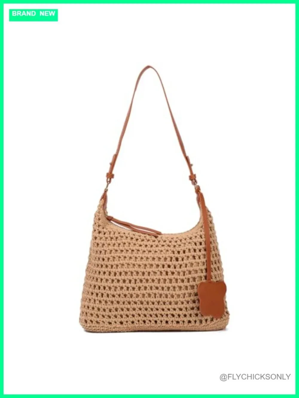 Handmade Crochet Hobo Purse Bag, Summer Beach Tote, Knitted Vacation Travel